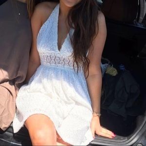 Free People white dress with tie neck